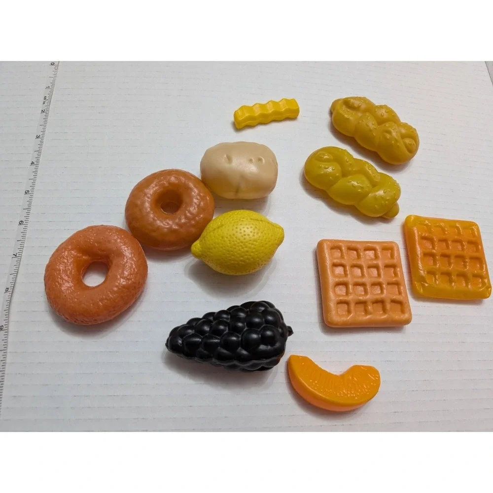 Play Pretend blown plastic food lot‎ 11 waffles fruit bagels fry unbranded